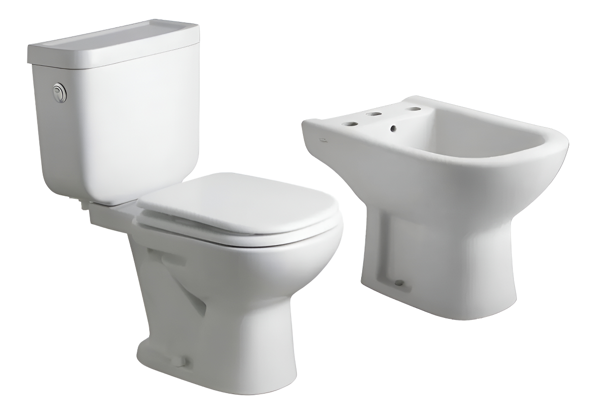 Juego Baño Ferrum Bari Largo Inodoro Deposito Bidet Y Tapa