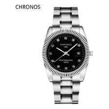 Reloj De Cuarzo Chronos Diamond Con Calendario A Prueba De A Color Del Fondo Negro