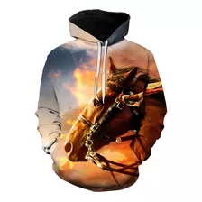 Sudadera Con Capucha Con Estampado 3d De Caballo Animal