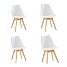 Sillas Tulip Blanca Set X 4 Comedor Cocina Vonne Min011x