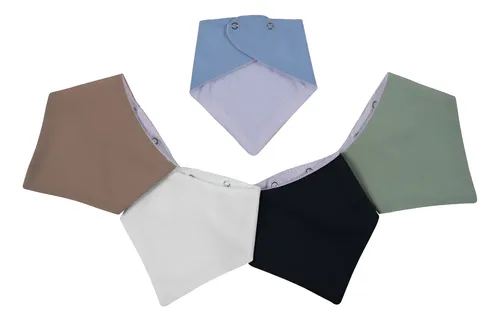  Kit 05 Babador Bandana Atoalhado Cores Sortidas Para Menino Liso Menino Único