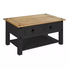 Mesa Ratona - Muebles Web - 2 Cajones - Línea Mexicana - Madera Maciza - Negro/rústico