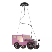 Candil Colgante Infantil Jeep Rosa Lampara