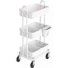 Carrito Utilitario Blanco De Metal 3 Niveles 2 Separadores