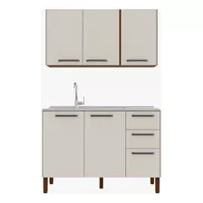 Cocina Canna 120cm 6 Puertas Café/blanco Apagado