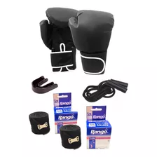 Kit Boxeo Guantes+ Soga De Salto + Par De Vendas +bucal