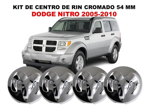 4 Centros De Rin Dodge Dodge Nitro 2005-2010 Cromado 54 Mm Foto 2