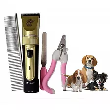 Kit Maquina Tosa Profissional Cães E Gatos Aparadora De Pelo