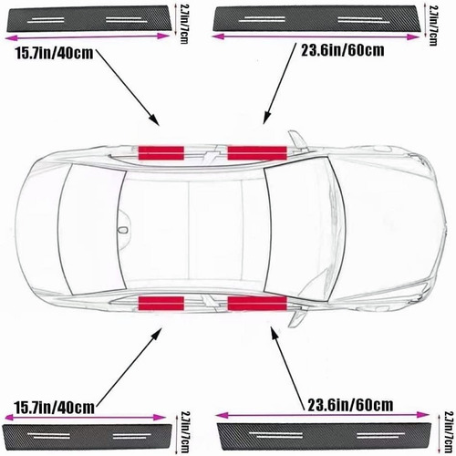 Cinta Protectora Carbon Fiber Embellecedora Estribos De Auto Foto 2