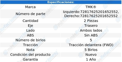 Par De Mazas Traseras Sin Abs Probe 2.2l 4 Cil 89 Al 92 Tmk Foto 2