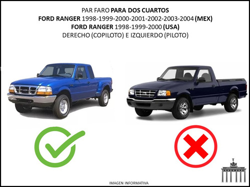 Ford Ranger Par Faro 1998-2004 2 Cuartos Mex / 98-00 Usa Foto 5