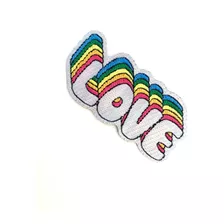 Patche Bordado Love Colorido Termocolante 6x3cm Aplique