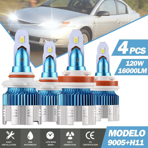 Kit De Faros Led Para Saturn 8000lm 78w Para Luz Alta Y Baja