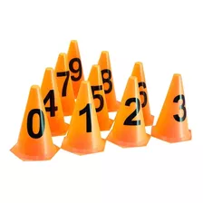 10 Cones Numerados 24cm P/ Treinamento Ax Esportes Laranja