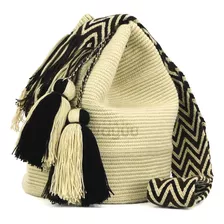 Mochila Wayuu Unicolor Beige Grande Original