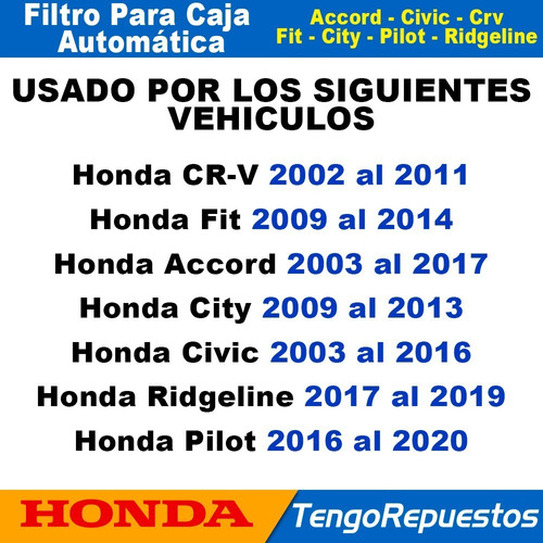 Filtro Caja Automatica Honda Crv Civic Accord Fit City Pilot Foto 5