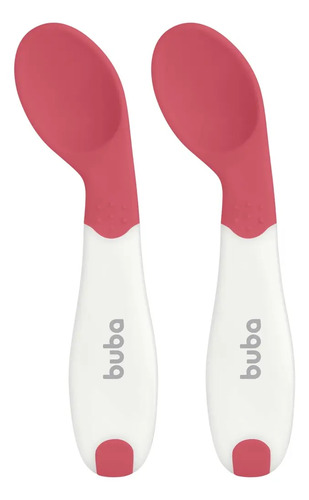 Kit Com 2 Colheres De Treinamento Termossensíveis Rosa Buba Liso