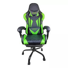 Silla Gamer Empoli Odín Ergonómica Apoyapiés Verde Material Del Tapizado Cuero Sintético