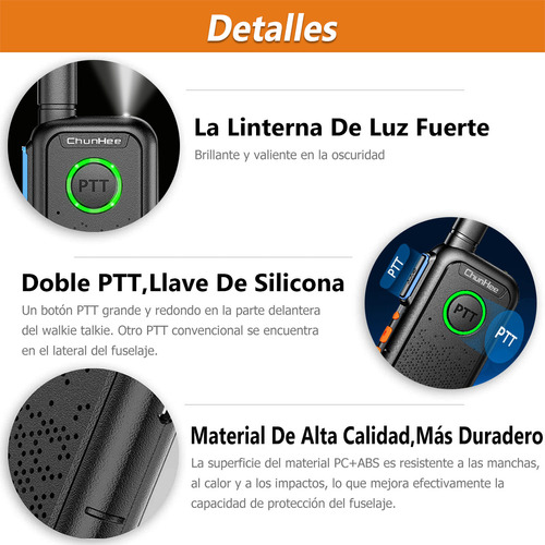 Walkie-talkie De Largo Alcance Con Ptt Doble, 2 Piezas Foto 7