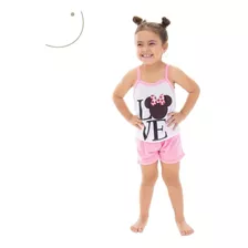 Kit 2 Pijama Baby Doll Infantil Curto Estampado Short Doll