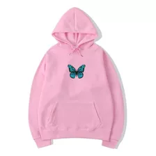 Moletom Canguru Feminino Borboleta Casaco Estampado