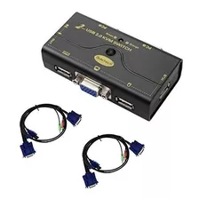 Conmutador Kvm Vga Usb 2.0 De 2 Puertos Resolución De Hasta 