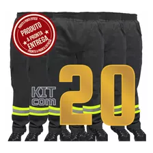 Kit 20 Calças De Uniforme Brim Pesado - Com Faixa Refletiva