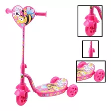 Patinete Infantil Rosa Estampa Lotus Bee Com 3 Rodas