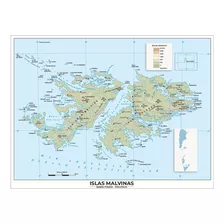 Mapa Islas Malvinas Lona 65cm X 90cm Politico