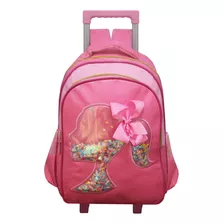 Mochila De Rodinhas Infantil Menina Boneca Lacinho Costas 