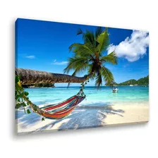 Quadro Tela Canvas Grande Rede Beira Mar Praia 120x80 Cor Impressão Em Alta Resolução Cor Da Armação Bordas Infinitas Tecido Canvas