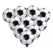 20 Balão Bola Futebol Metalizado 22cm Centro Mesa + Varetas