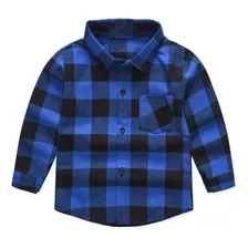 Camisa Xadrez Infantil Em Flanela De Manga Longa