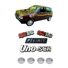 Kit 4 Insignias + Centros Llanta Fiat Uno Scr 1.6