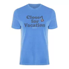 Camiseta Estampada Original Reserva Closed For Vacation Azul