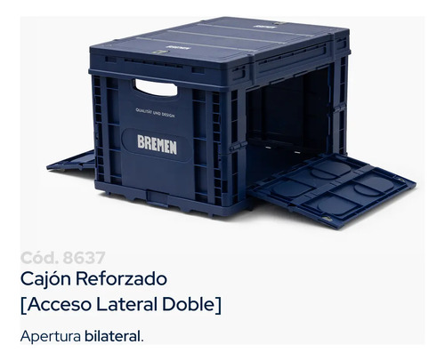 Cajon Plegable Con Tapa Bremen 56x40x36 Cm 30kg/62l 8637 Dgm Azul