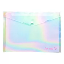 Pasta Plástica Envelope Pink Vibes Holográfica - Leoarte