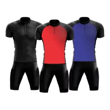 Conjunto Ciclismo Ciclista Bermuda Camisa Masculino Liso Ge