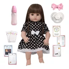 Bebe Tipo Reborn Nicole Vestido Bolinha Completa Pode Molhar