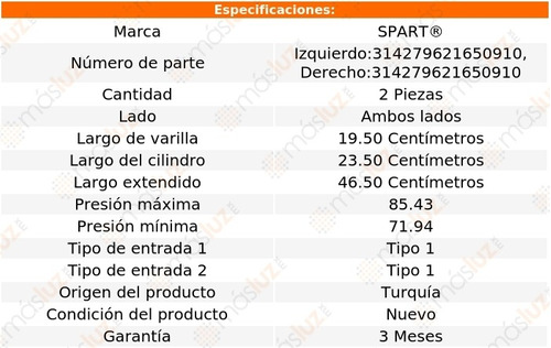 (2) Amortiguadores De 5a Puerta Volkswagen Crossfox 05/11 Foto 2