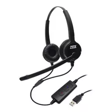 Headset Usb Voip Biauricular C/ Tubo De Voz Dh-80d - Zox Cor Preto