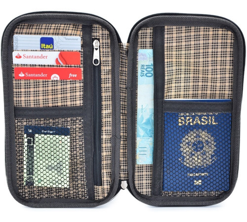  Porta Passaporte Documentos Viagem Dinheiro Cartão 