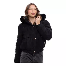 Casaco Feminino Puffer Camurça Veludada Canelada Forrada