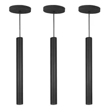 Kit 3 Pendente Tubo Palito Moderno 45cm - Preto 110v/220v