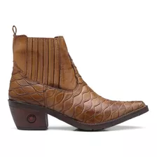 Bota Country Texana Feminina Bico Fino Escamada Cano Curto