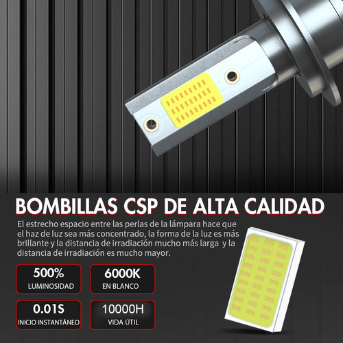 2 Faros Led H7 De Haz Alto/bajo, 6000 K, Blanco Fro Foto 4