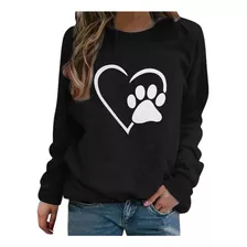 Sudadera Redonda Con Estampado De Patas De Perro En Forma De