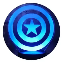 Lampara Velador Led Escudo Capitan Pantalla Acrilico Luz 