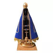 Nossa Senhora Aparecida 40cm Perola Azul Centro Preto 