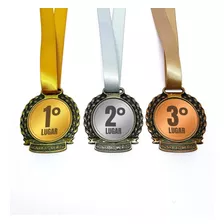 Kit 6 Medalhas Em Metal Com Adesivo Padrão 1º/2º/3º Lugar